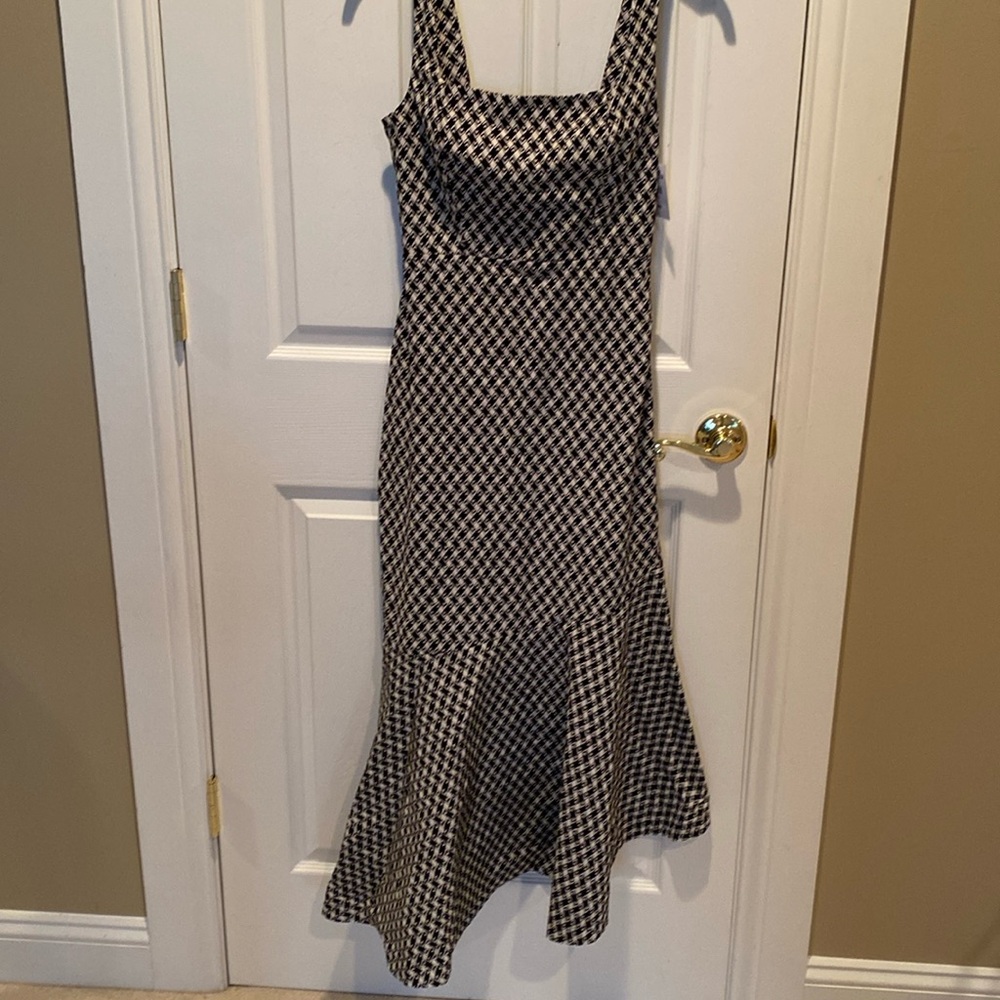 Anthropologie black white check patterned dress Sz XS new
